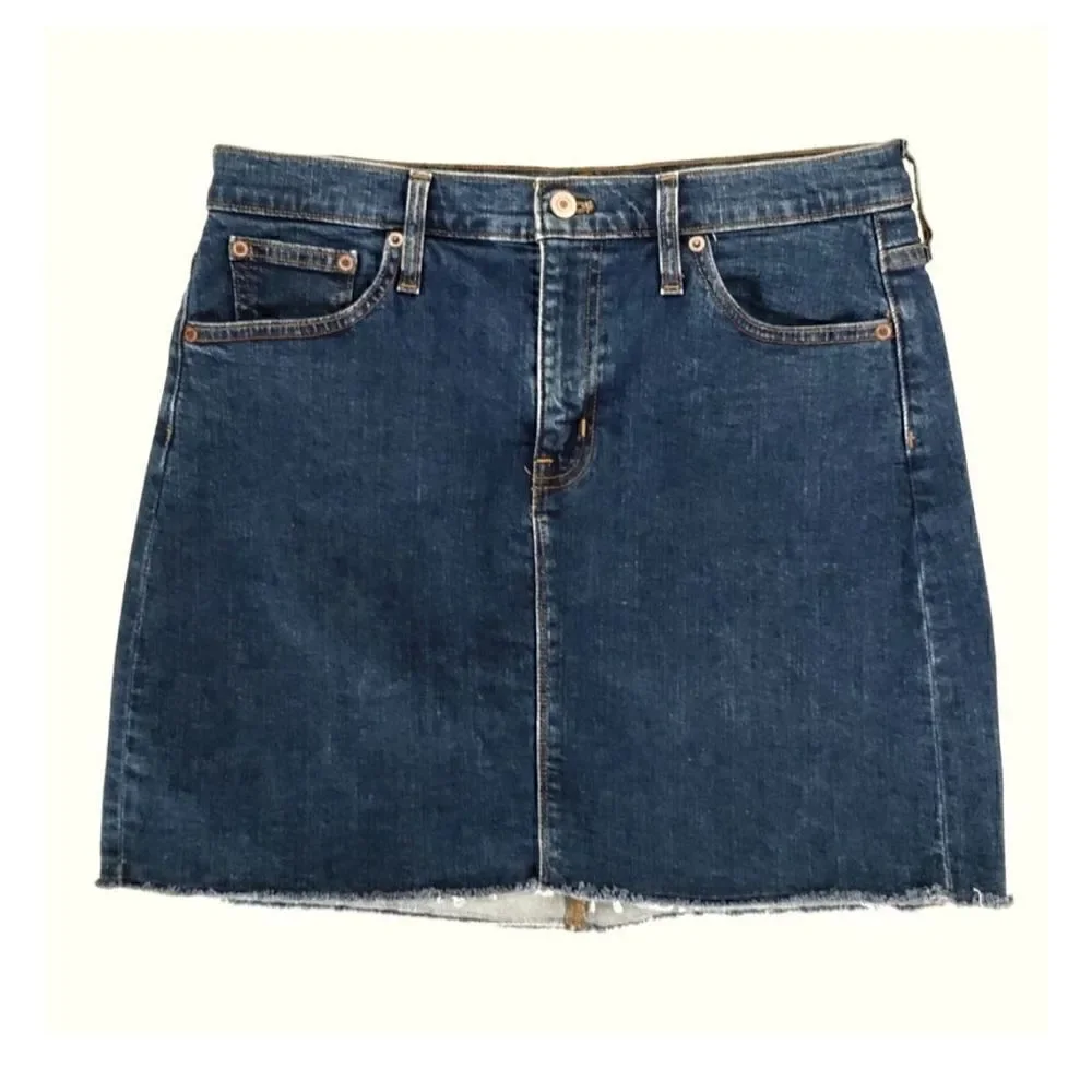 J. CREW MERCANTILE RAW HEM DENIM SKIRT SIZE 6 NWOT